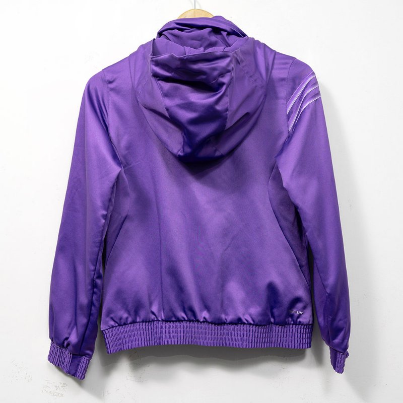 【卓文萱私服】adidas CLIMALITE 紫色緞面連帽外套-4