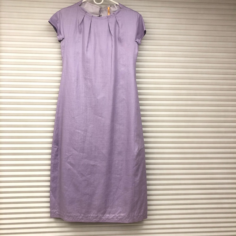 客戶已購買～夏姿 薰衣草紫 優雅氣質洋裝，尺寸38 (S-M)衣長約112cm+紅色上衣-0