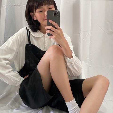 🍙黑色五分吊帶褲