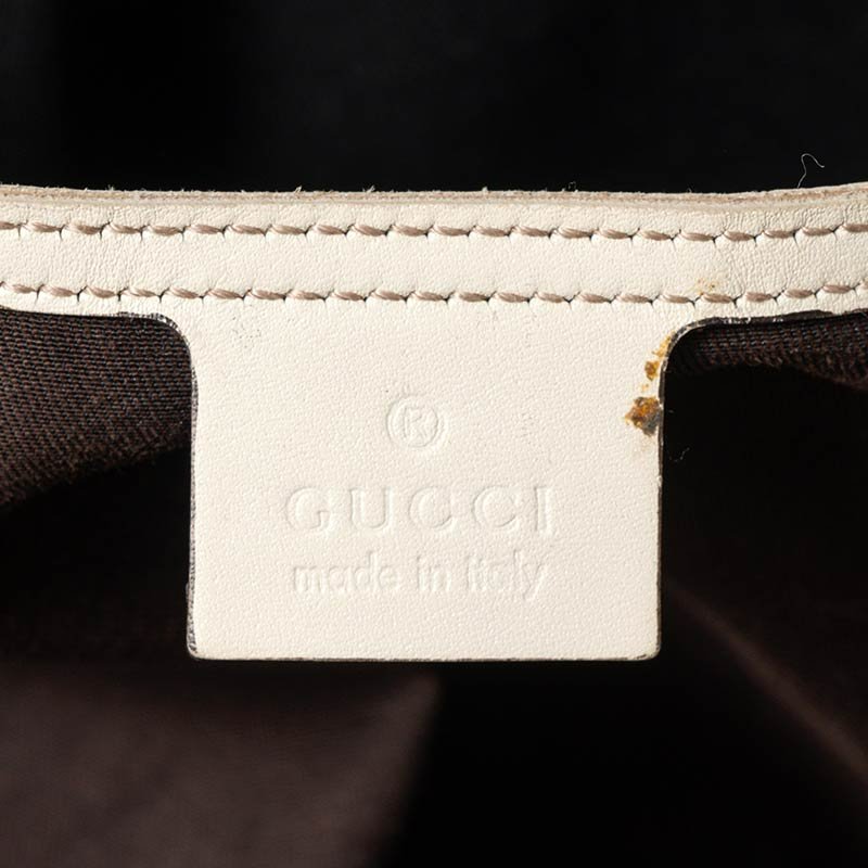 【Gucci】老花白色皮邊托特包-4