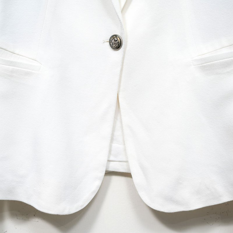 【名人私服】ZARA 白色墊肩棉麻西裝外套-2