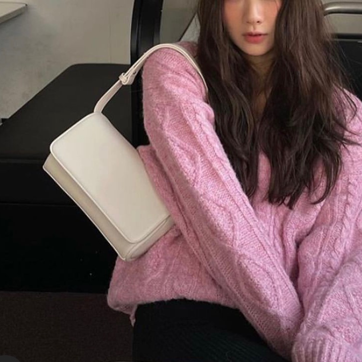 韓國 STAND OIL 奶油色腋下包-7