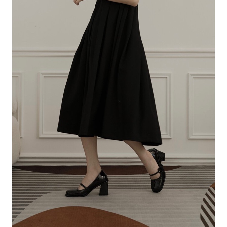 方釦方頭粗跟鞋 -俏麗瑪莉珍-1