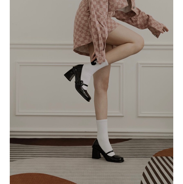 方釦方頭粗跟鞋 -俏麗瑪莉珍-2