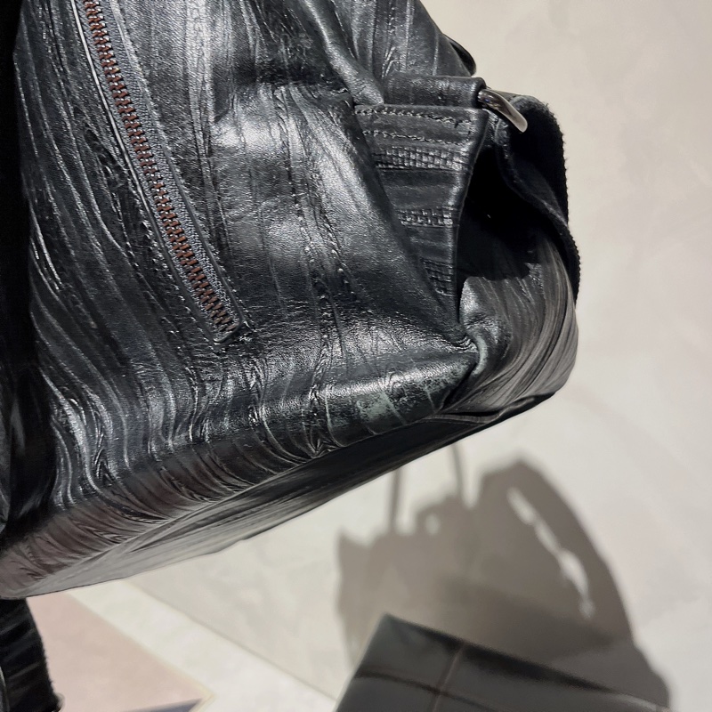 正牛皮壓樹葉紋少見手工包、真皮後背包、台灣師傅文創手作包-4