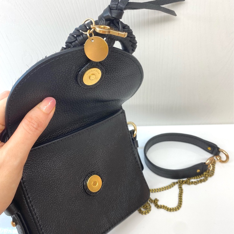 SeeByChloe 真皮豹紋皮草斜背包（全新）-3