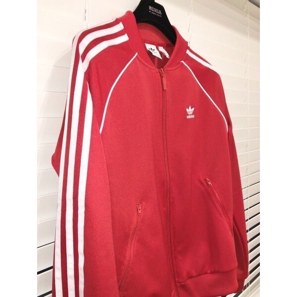 愛迪達正版adidas original 紅色圓領無領外套全新-1