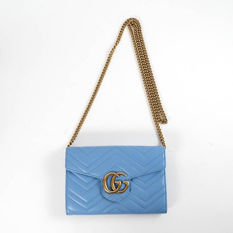 【Gucci】GG Marmont 山型紋絎縫小牛皮WOC手拿/斜背金鍊包-2