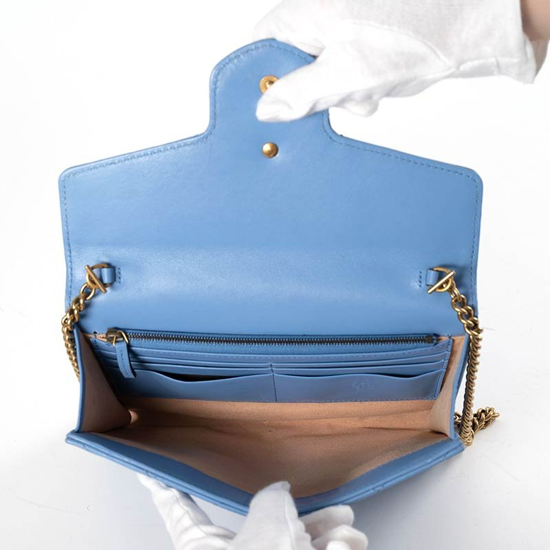 【Gucci】GG Marmont 山型紋絎縫小牛皮WOC手拿/斜背金鍊包-5