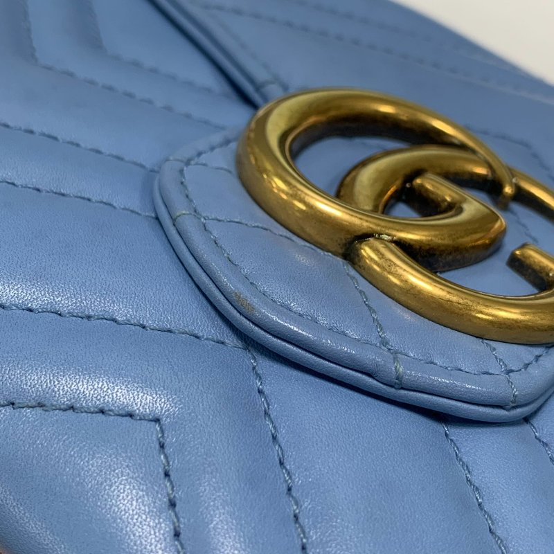 【Gucci】GG Marmont 山型紋絎縫小牛皮WOC手拿/斜背金鍊包-7