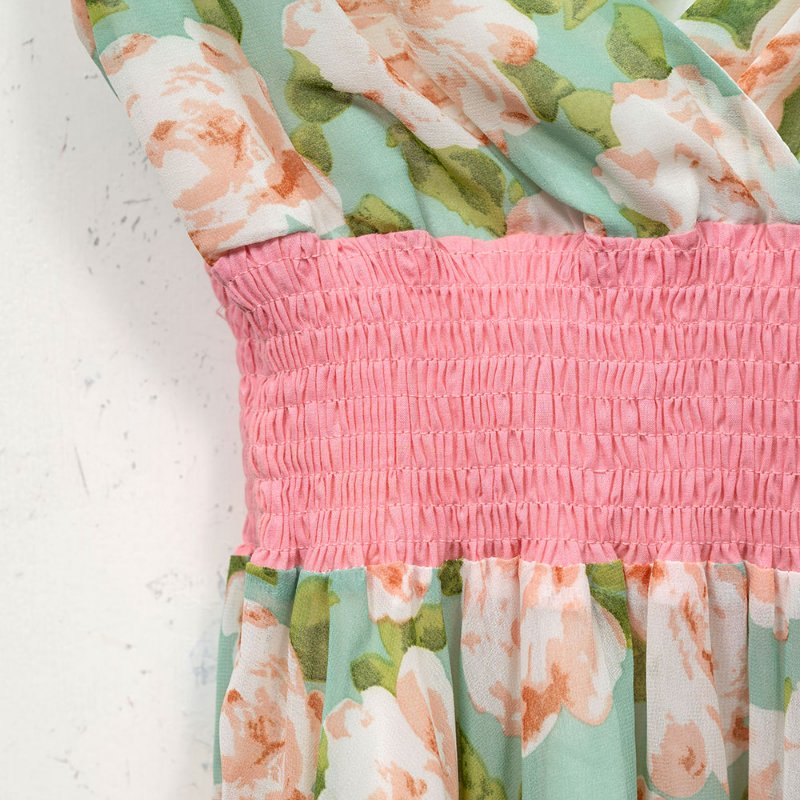 【陳縕儂私服】浪漫印花雪紡 V 領洋裝-2