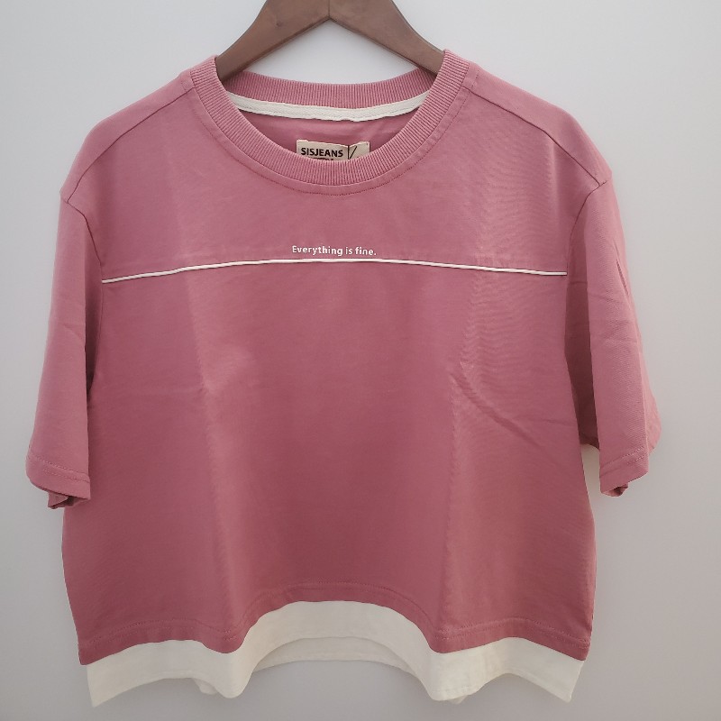 Sisjeans短版拼接棉質T-0