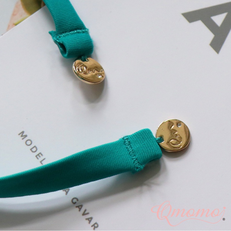 全新Qmomo成套泳裝辣翻天【仲Zona】雙綁帶集中美胸比基尼上衣+泳褲(孔雀綠)-3