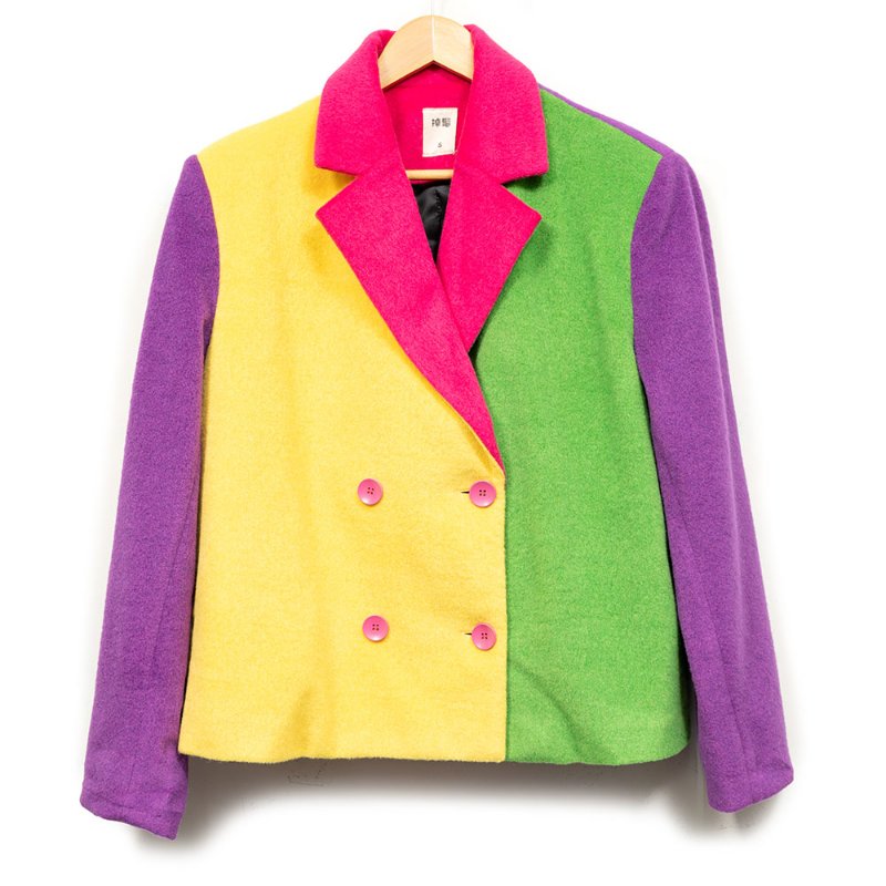 【黃美珍私服】復古撞色墊肩西裝外套-0