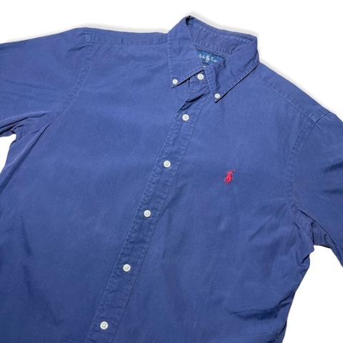 顛復古⚡️Polo Ralph Lauren 藍色紅馬短袖襯衫❤️男女皆可