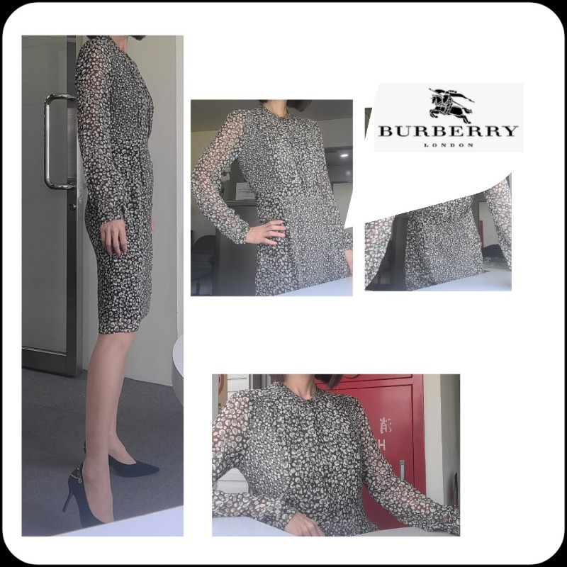 Burberry 名牌絲質百摺胸口洋裝（正品！！！）-0