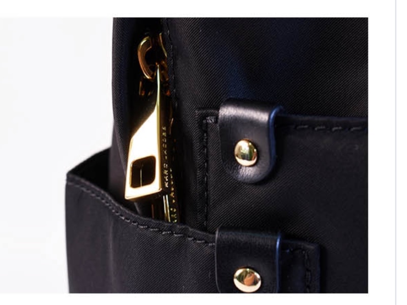 MARC JACOBS 皮革燙金LOGO尼龍雙側置物拉鍊後背包-2