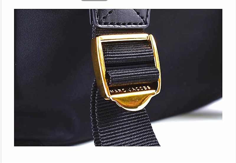MARC JACOBS 皮革燙金LOGO尼龍雙側置物拉鍊後背包-5