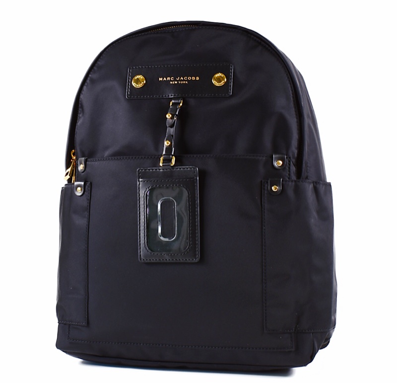 MARC JACOBS 皮革燙金LOGO尼龍雙側置物拉鍊後背包-9