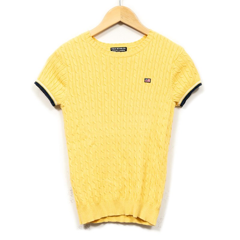 【楊千霈私服】Ralph Lauren 黃色麻花短袖針織上衣-0