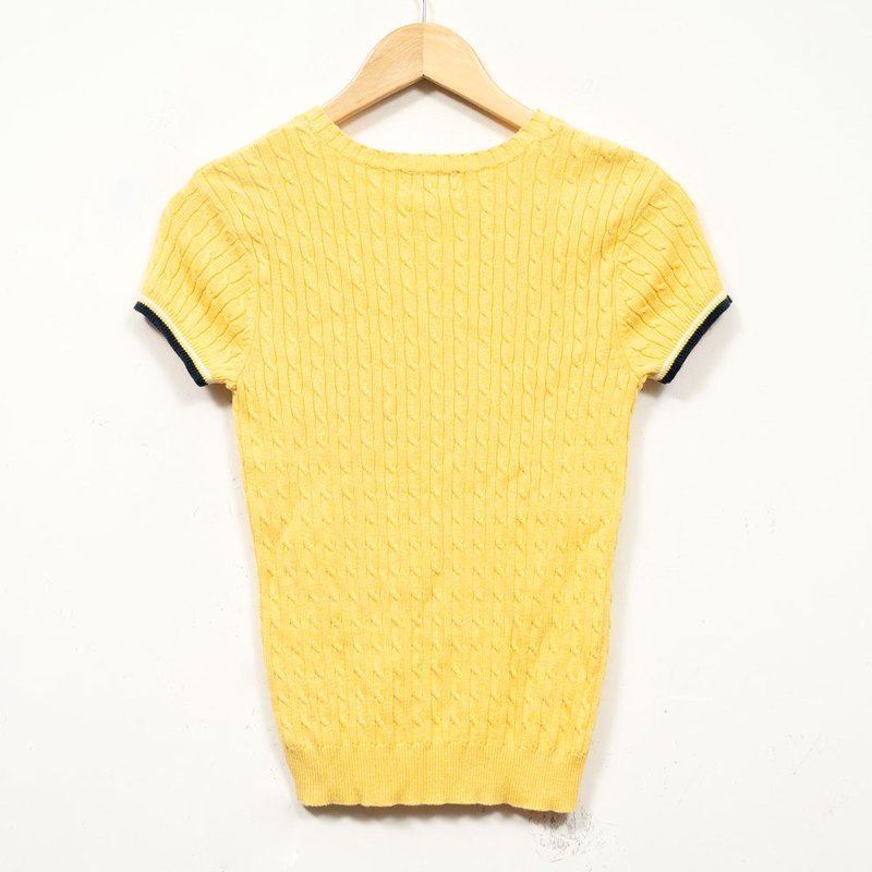 【楊千霈私服】Ralph Lauren 黃色麻花短袖針織上衣-4