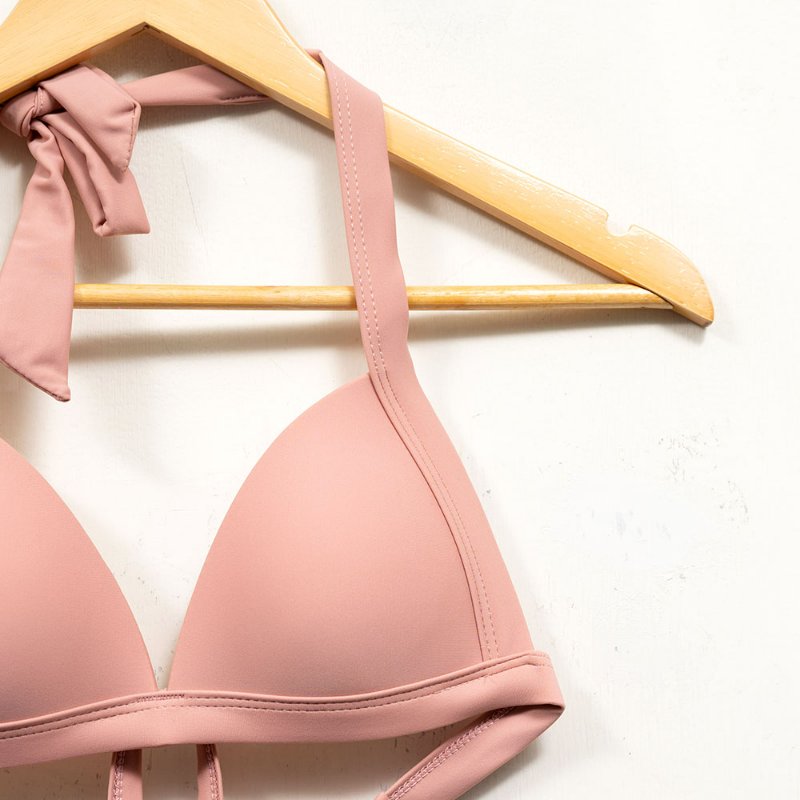 【陳艾琳私服】AIR SPACE 粉色繞頸綁帶比基尼套裝-2