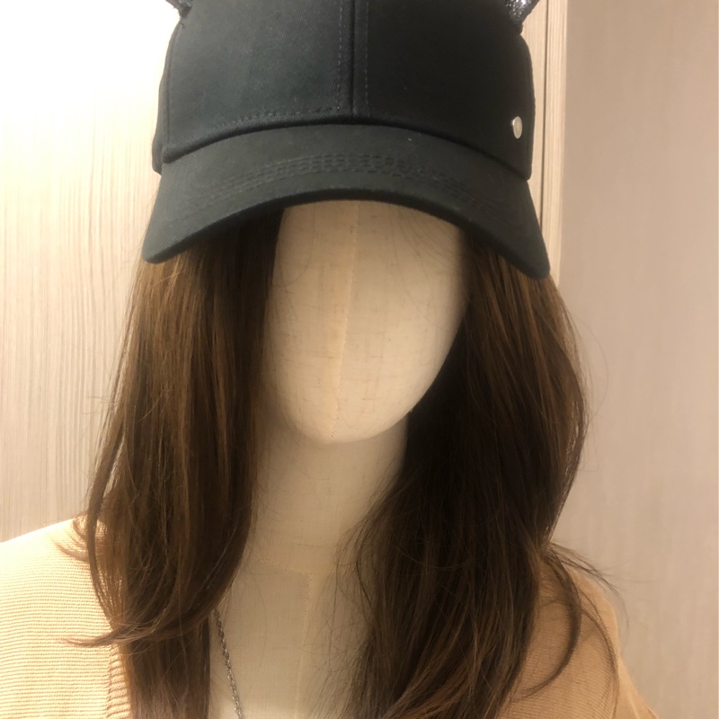 KarlLagerfeld 老佛爺 立體亮片貓耳朵黑帽 棒球帽-3