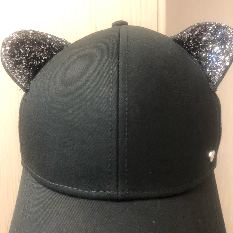 KarlLagerfeld 老佛爺 立體亮片貓耳朵黑帽 棒球帽-4
