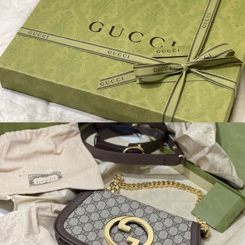 全新全配Gucci blondie 時髦復古老花款安海瑟威雙背帶腋下包斜背包-0