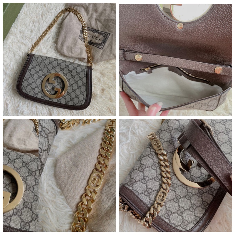 全新全配Gucci blondie 時髦復古老花款安海瑟威雙背帶腋下包斜背包-1