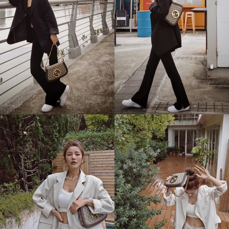 全新全配Gucci blondie 時髦復古老花款安海瑟威雙背帶腋下包斜背包-2