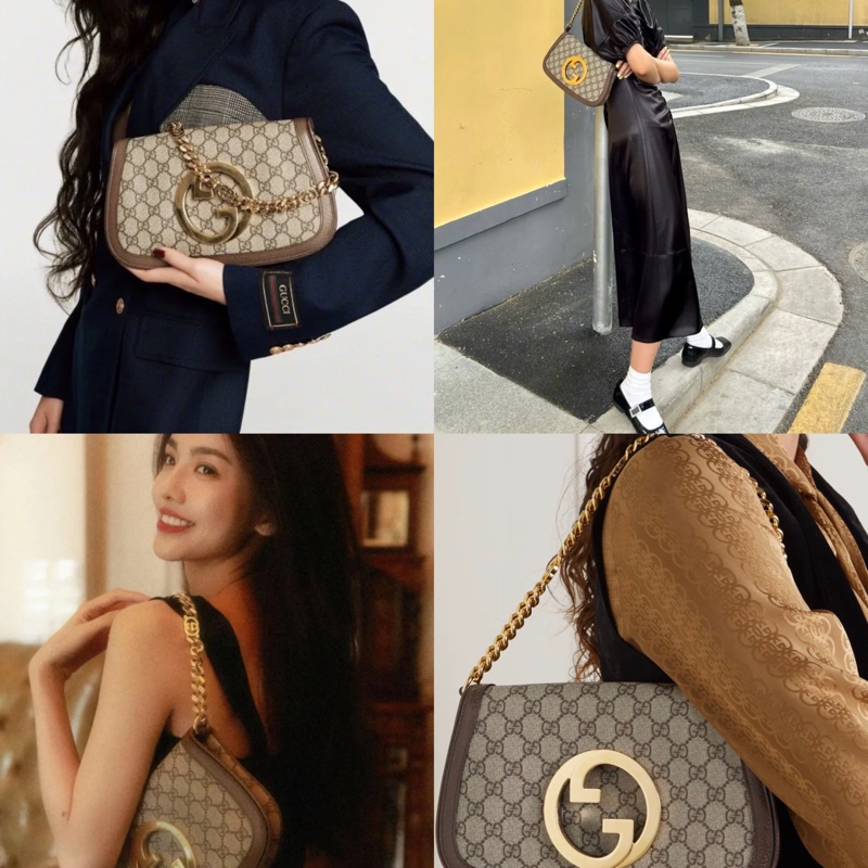 全新全配Gucci blondie 時髦復古老花款安海瑟威雙背帶腋下包斜背包-4