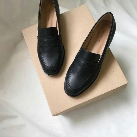 手工 黑色樂福鞋 23cm