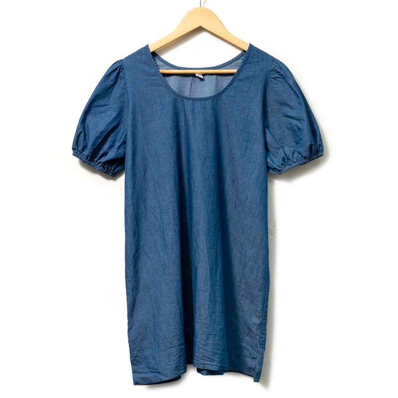 【張齡予私服】仿牛仔公主袖洋裝-0