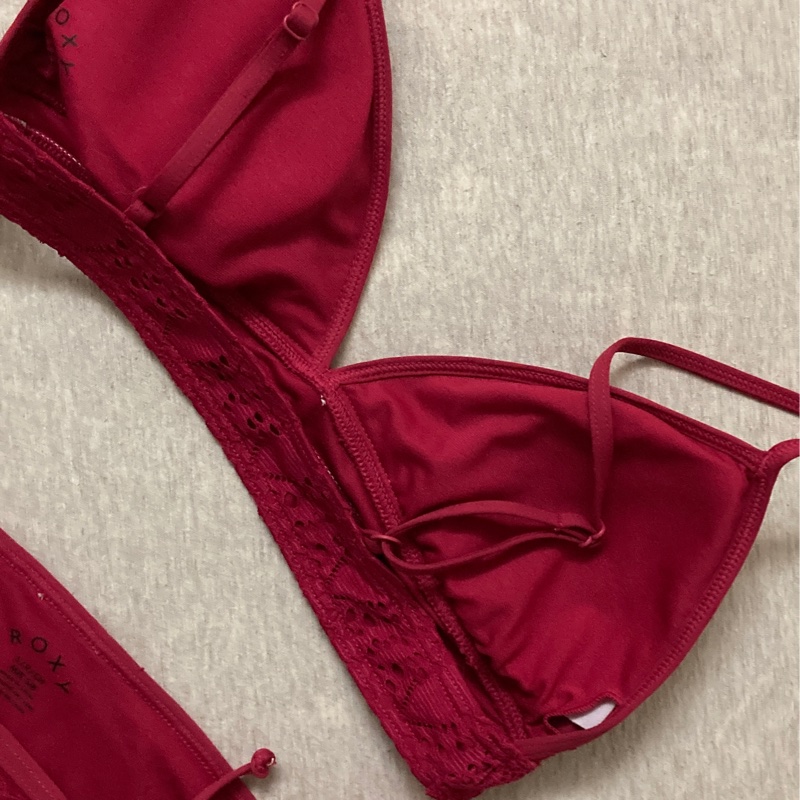 二手｜ROXY 桃紅色 蕾絲 比基尼 S-2