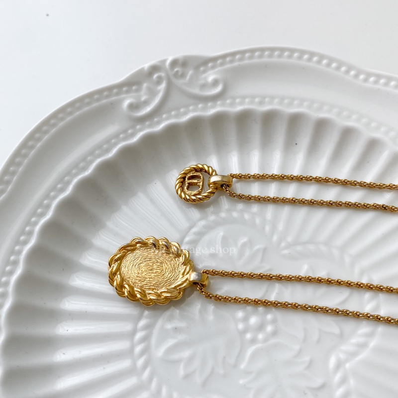 Dior 麻花圓圈項鍊/Dior 古典銀牌項鍊-3