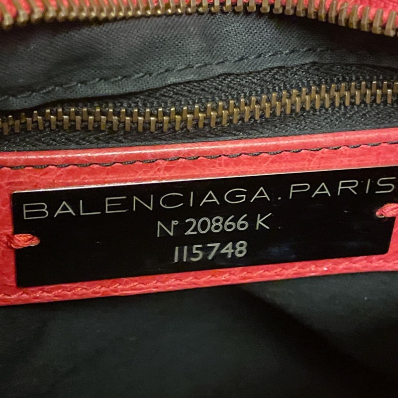 BALENCIAGA 巴黎世家 city 莓紅 全皮 小釦 手提包 肩背包 機車包-3