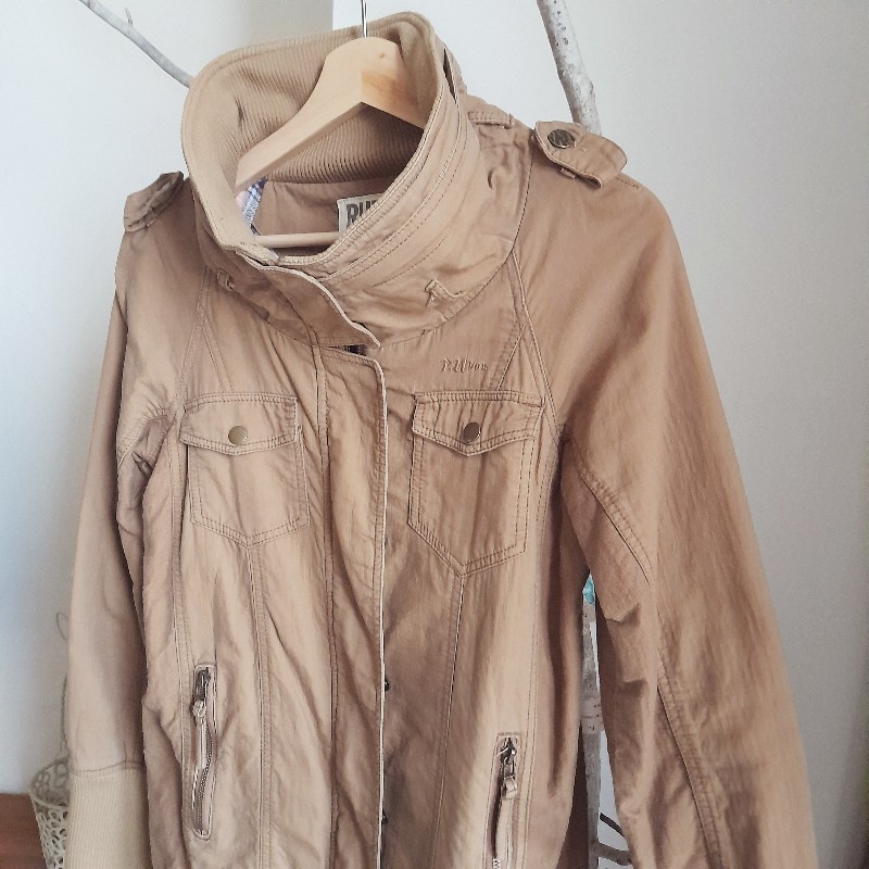 帥氣▪︎牛仔布▪︎ 鋪棉▪︎中長外套▪︎附帽（收入領子）-1