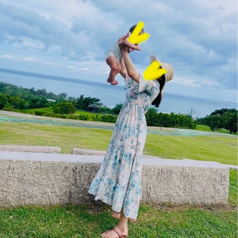 花花長洋裝五分袖，適合162cm高個子穿