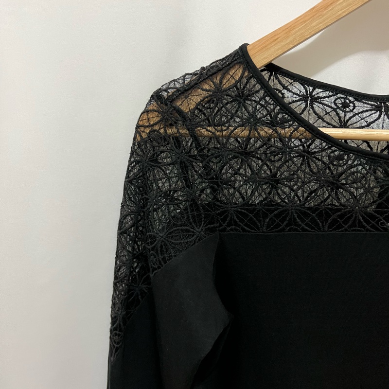 G2000 輕薄上衣 36/ 黑色 蕾絲 優雅 舒適 女人味-7