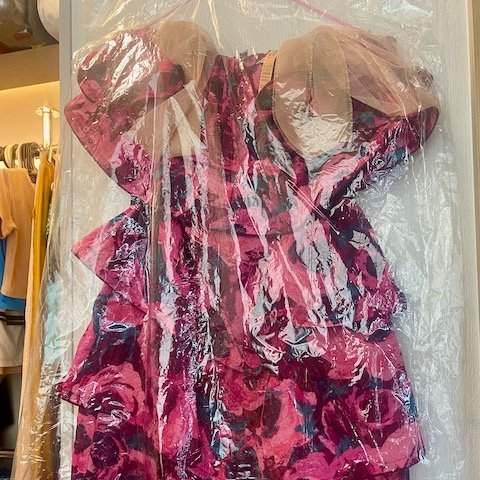 Lanvin for H&M_Floral Cocktail Dress 浪凡H&M聯名平口絲質荷葉邊小禮服-7