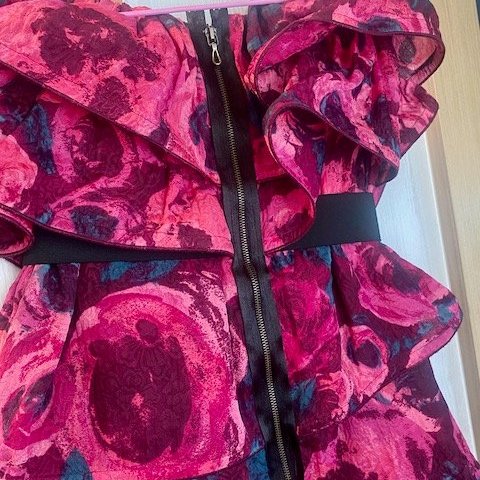 Lanvin for H&M_Floral Cocktail Dress 浪凡H&M聯名平口絲質荷葉邊小禮服-3