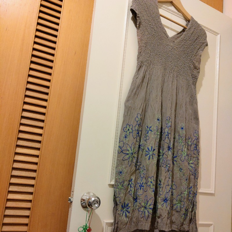 Issey Miyake 三宅一生 me 花椰菜系列灰色刺繡洋裝+FORGET me NOT環保袋-0