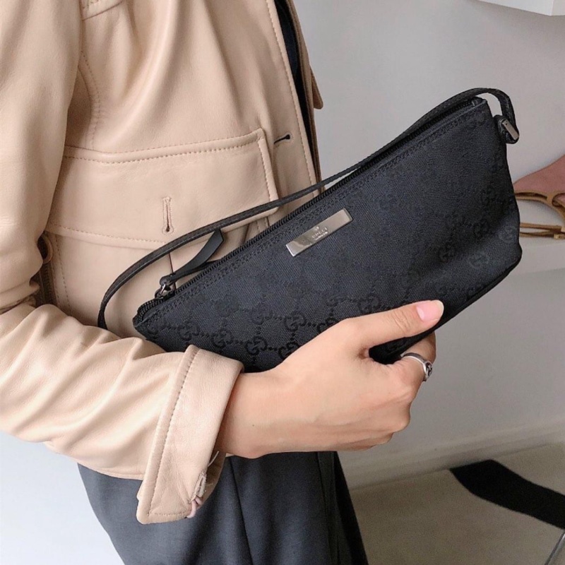 GUCCI 丹寧腋下包 (黑色)-8