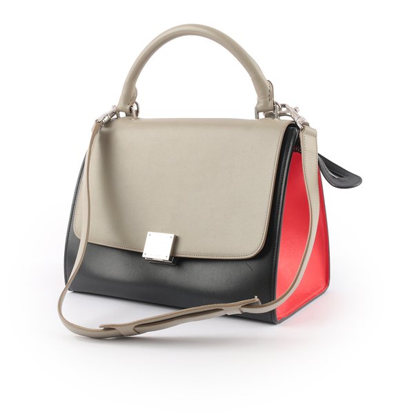 CELINE Trapeze拼色小牛皮笑臉/蝙蝠包(灰色/黑色/紅色)_展示品 174683YTA.27AZ-3