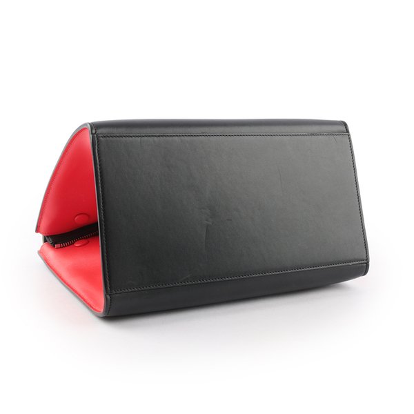 CELINE Trapeze拼色小牛皮笑臉/蝙蝠包(灰色/黑色/紅色)_展示品 174683YTA.27AZ-6