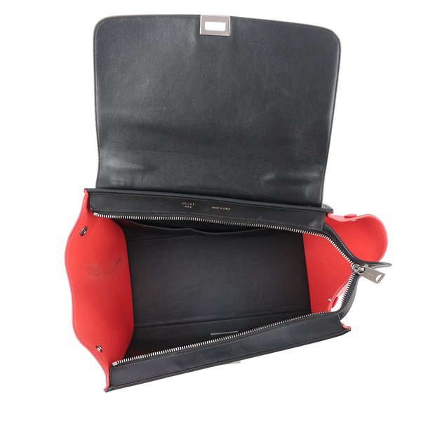 CELINE Trapeze拼色小牛皮笑臉/蝙蝠包(灰色/黑色/紅色)_展示品 174683YTA.27AZ-7