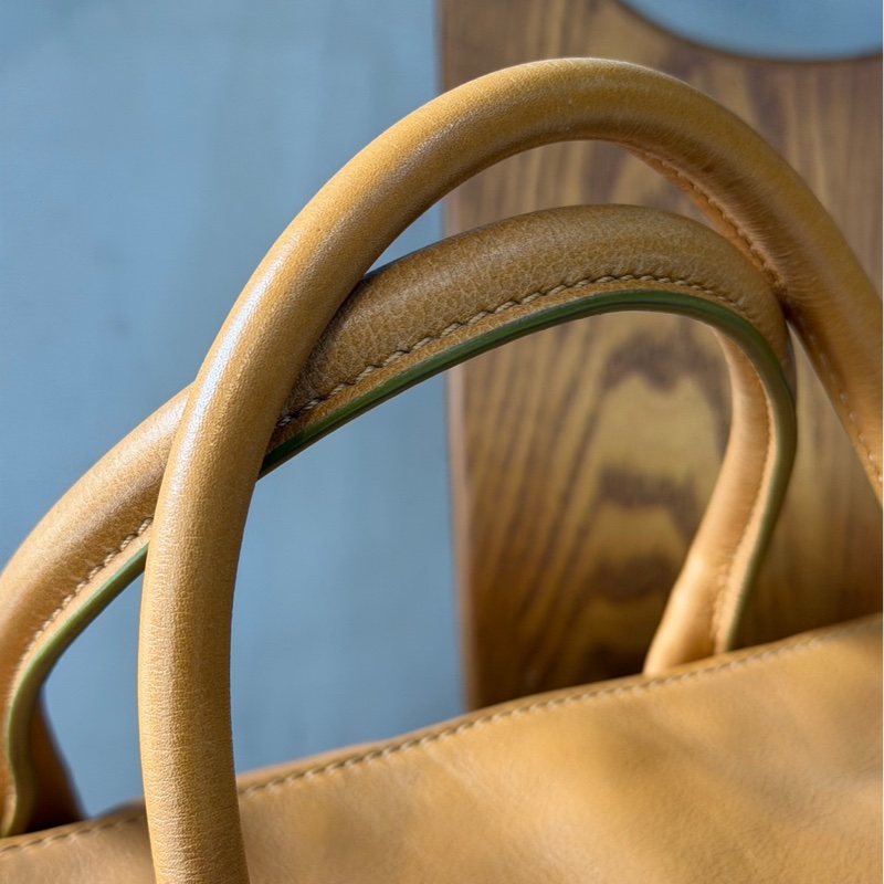 CHANEL 大logo小牛皮手提肩背包(牛奶糖色)_展示品  CH19000007-11