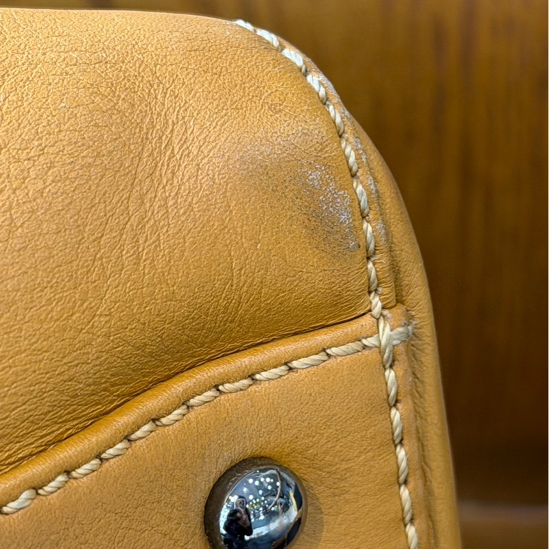 CHANEL 大logo小牛皮手提肩背包(牛奶糖色)_展示品  CH19000007-5