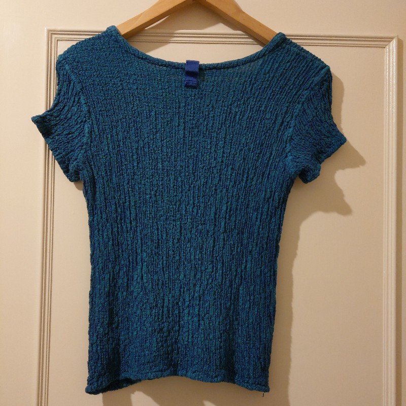 (客訂2件併單)Issey Miyake 三宅一生 me 花椰菜系列藍綠色上衣+法式米色背心-2